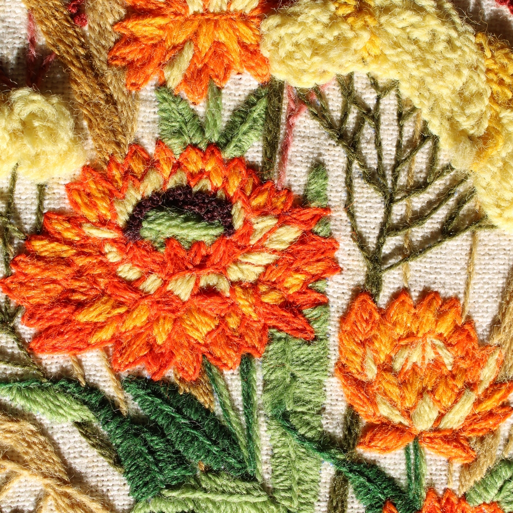 Vibrant Floral Embroidered Art - Picture 3 of 4